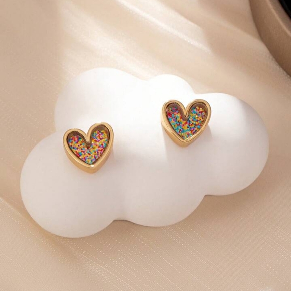 NWT Heart Multicolor Stud Earrings - Picture 2 of 3